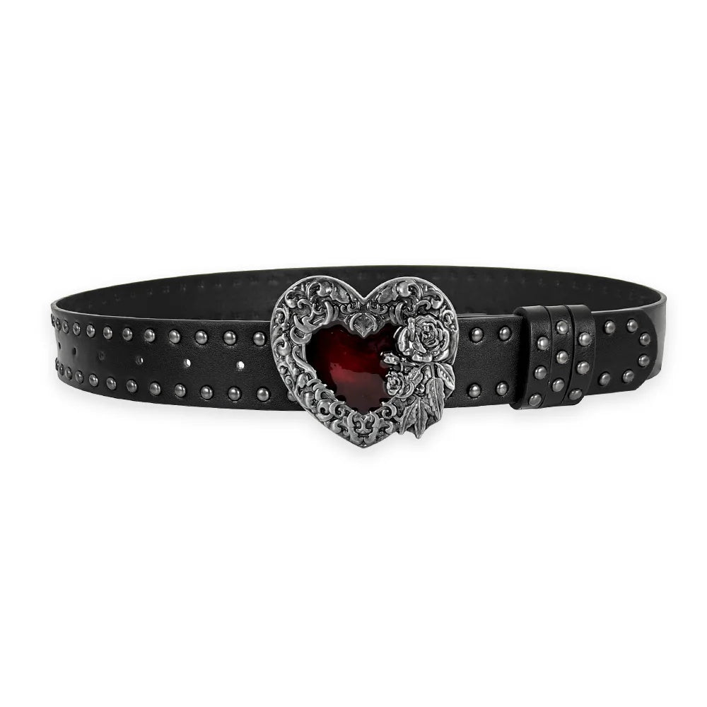 Unisex Jeans Belt sword red heart Gothic