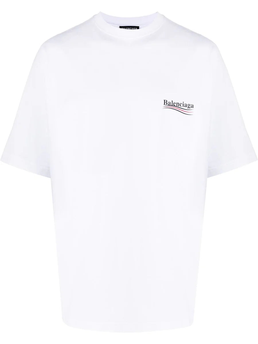 BALENCIAGA POLITICAL CAMPAIGN PRINTED LOGO OVERSIZED T-SHIRT