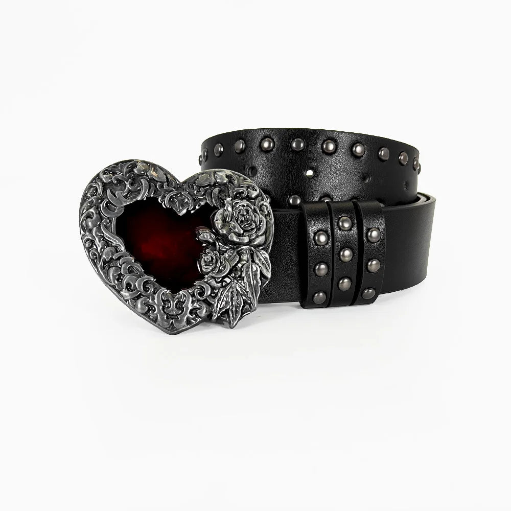 Unisex Jeans Belt sword red heart Gothic