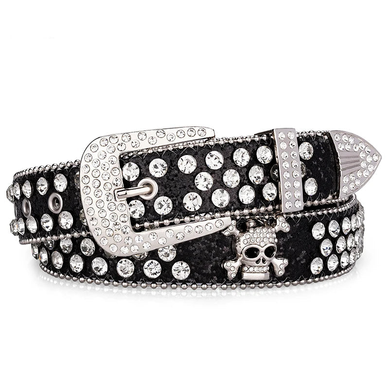 Black Rhinestone Bling Belt