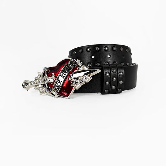 Unisex Jeans Belt sword red heart Gothic